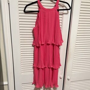Vibrant Pink Tiered Halter Dress